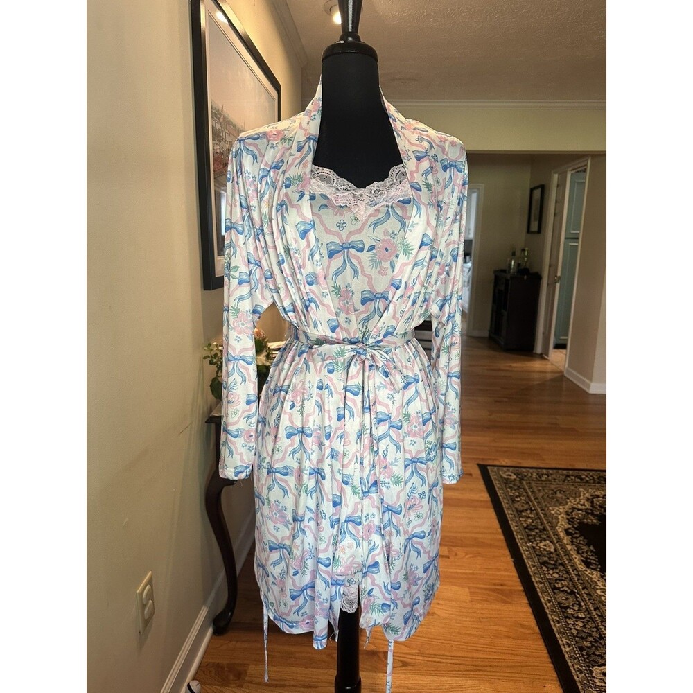 Simply Southern Bow Pj Robe Set White S